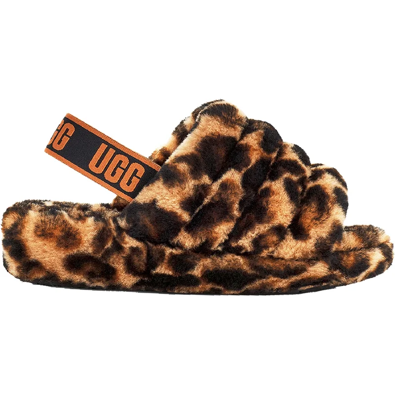 slippers for outdoor-  slippers with thick faux fur lining-Women's UGG Fluff Yeah Slide Panther Butterscotch Sheepskin