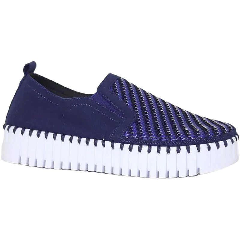 casual shoes for comfortable journeys-Casual shoes for weekend family outings-Women's Ilse Jacobsen Tulip 3876W Dark Indigo Woven Synthetic