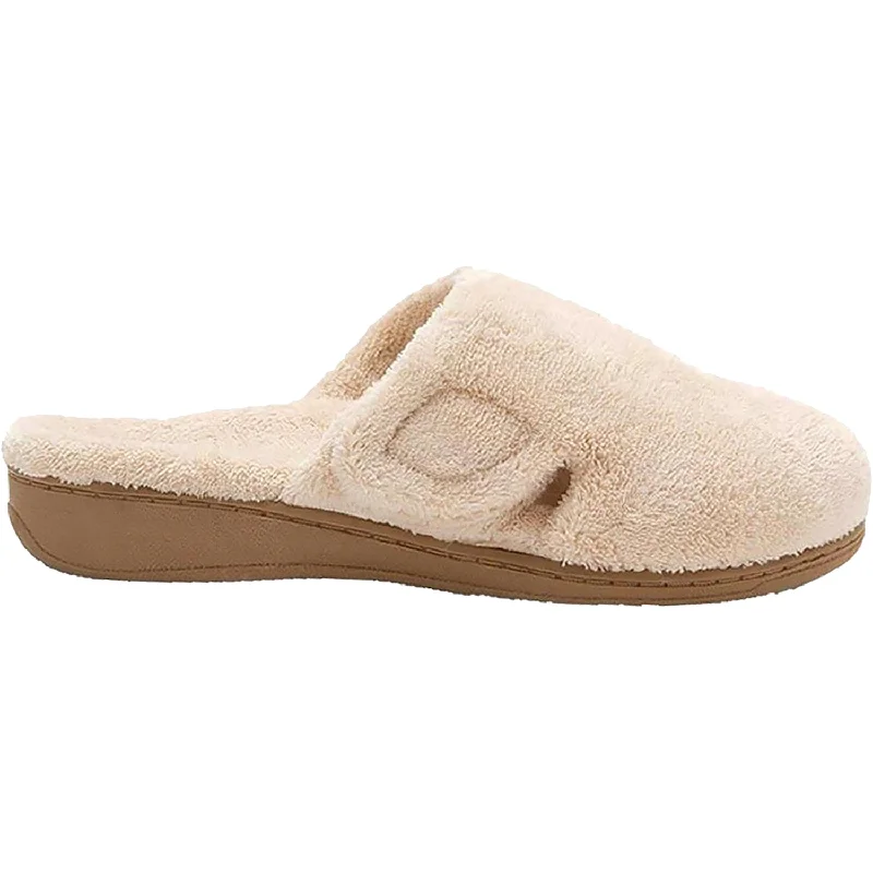 warm slippers-  slippers for ultimate indoor lounging-Women's Vionic Gemma Tan Terrycloth