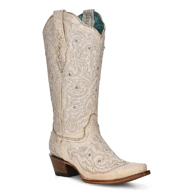 boots for active individuals-  Corral Women's Snip Toe Embroidery & Crystal Boots