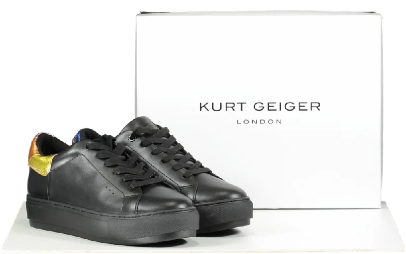 Kurt Geiger Black Laney Eagle Rainbow Detail Trainers BNIB UK 5 EU 38 👠