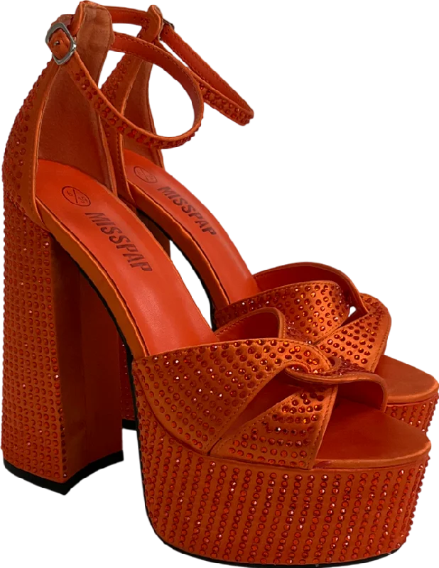 Misspap Orange Diamante Extreme Platform Heels UK 6 EU 39 👠