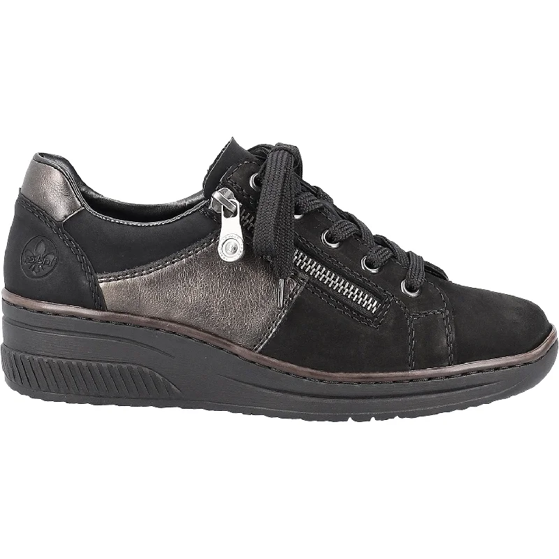 casual shoes for breathable uppers-Casual shoes for fun travel experiences-Women's Rieker 48700-00 Doris 00 Black/Antik Leather/Synthetic