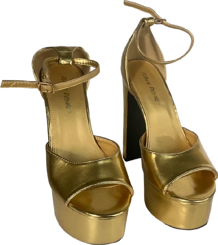 Public Desire Gold Platform Heels UK 5