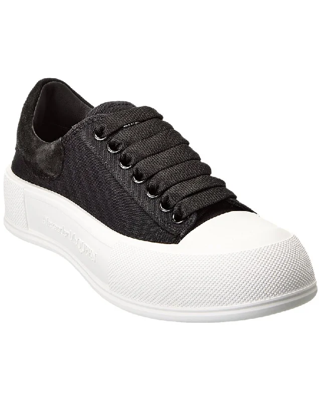 athletic shoes with good grip-  Running shoes for high-mileage training-Comfortable sandals for wearing to outdoor BBQs-Alexander McQueen Deck Plimsoll Canvas & Suede Sneaker