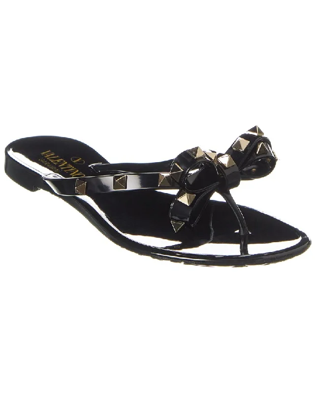 sandals with gel sole-  Comfortable sandals for taking walks in the sun-Valentino Rockstud Rubber Flip Flop