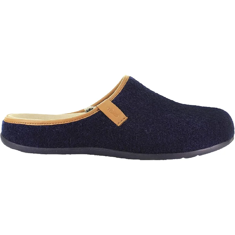 slippers with massage sole-  slippers with a padded footbed-Men's Strive Cologne Navy Wool