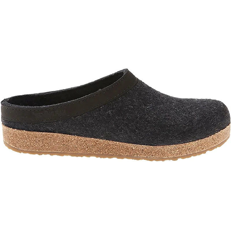 mules-&-clogs-with-back-strap-Clogs-for-spring-Unisex Haflinger GZL Charcoal Wool Felt