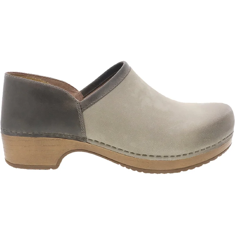 mules-&-clogs-for-narrow-feet-Mules-for-long-day-wear-Women's Dansko Brenna Taupe Burnished Suede