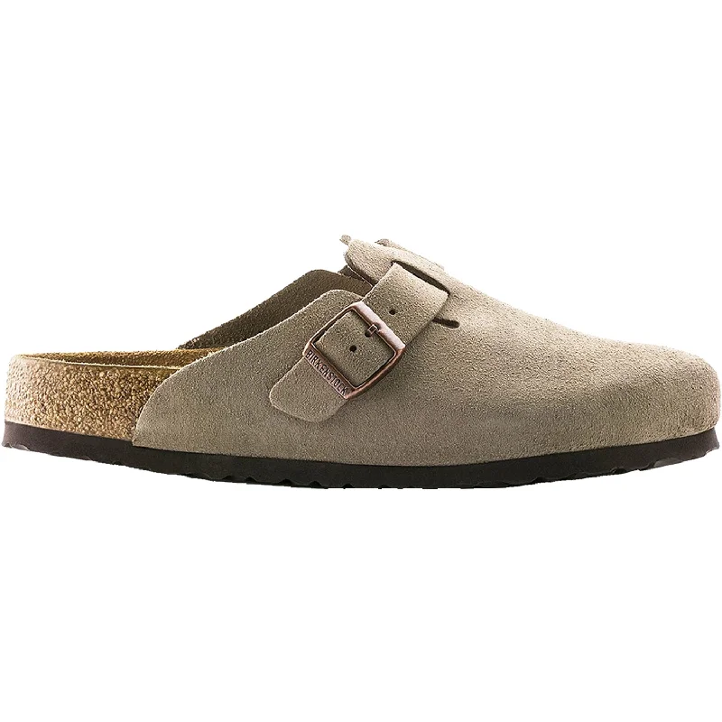 mules-&-clogs-with-colorful-straps-Mules-for-walks-Unisex Birkenstock Boston Soft Footbed Taupe Suede