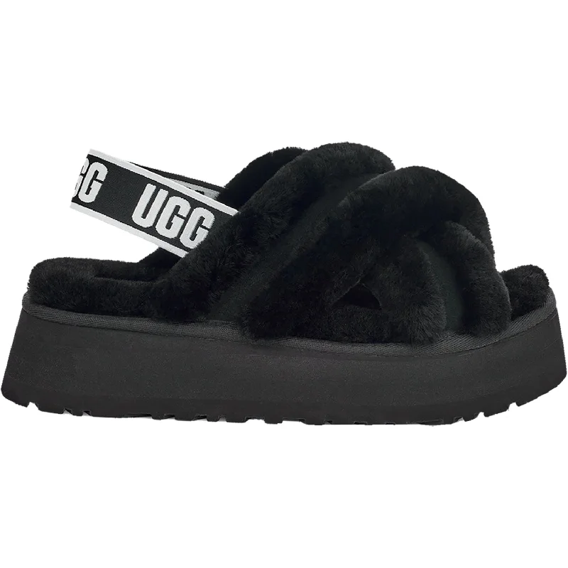 slippers for pregnancy-  slippers for luxurious winter comfort-Women's UGG Disco Cross Slide Black Sheepskin