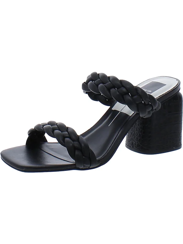 sandals with floral details-  Comfortable sandals for enjoying time in the sun-Nasha Woven Womens Faux Leather Square Toe Block Heel